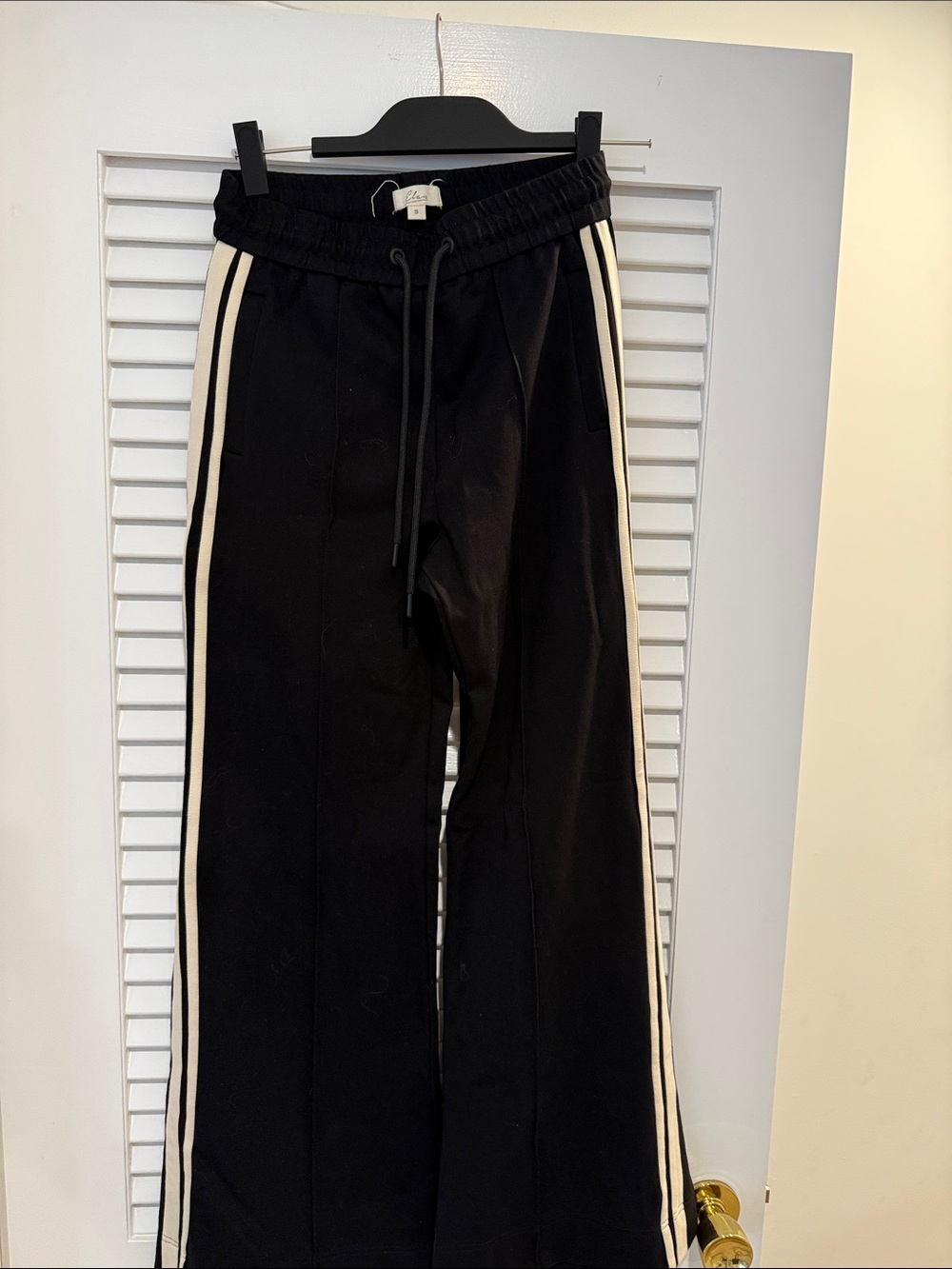 Elan Black Track Pants with White Side Stripes